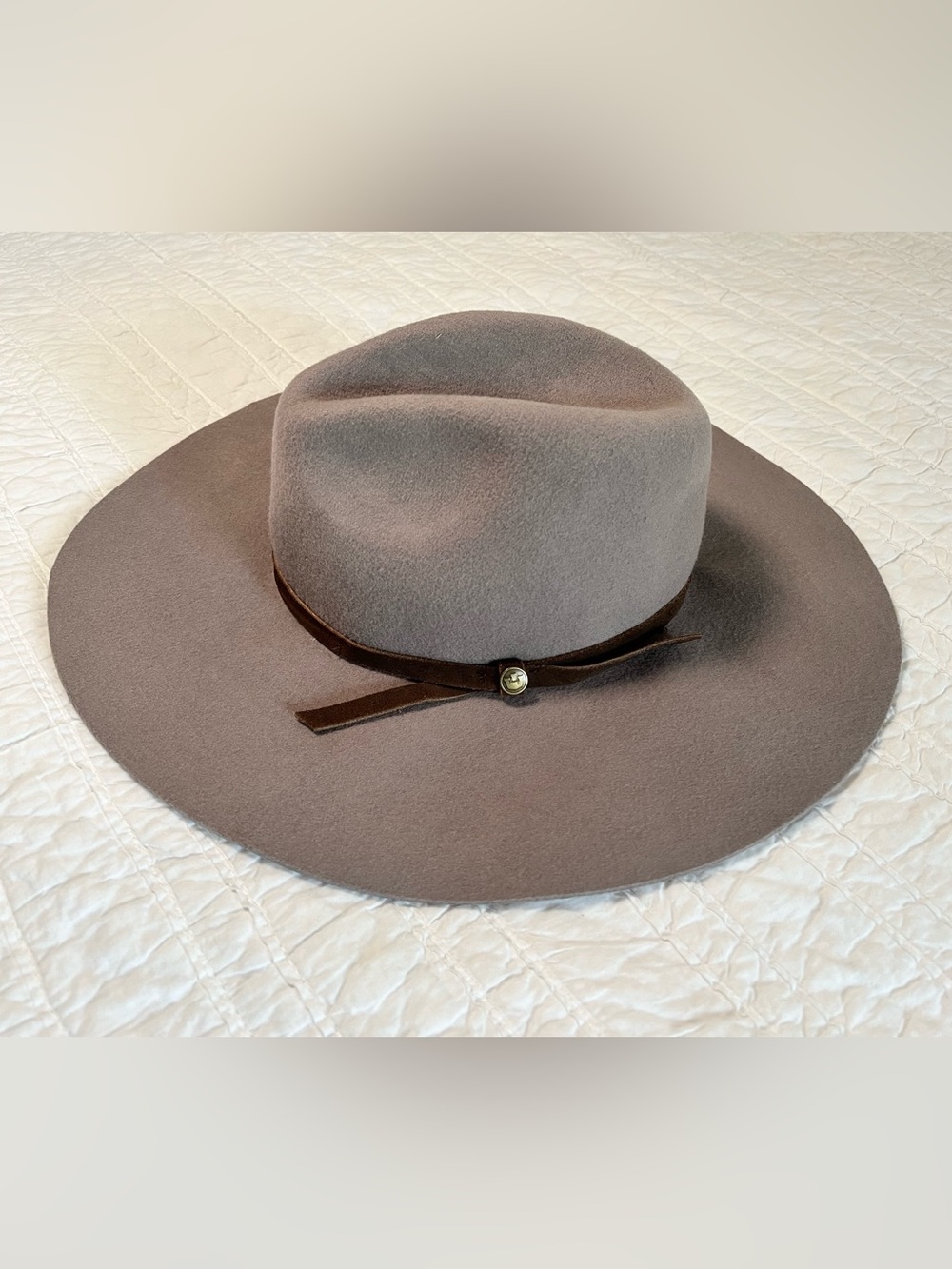 Goorin Bros. 100% Wool Wide-Brim Fedora Hat - Taupe / Grey - Size S